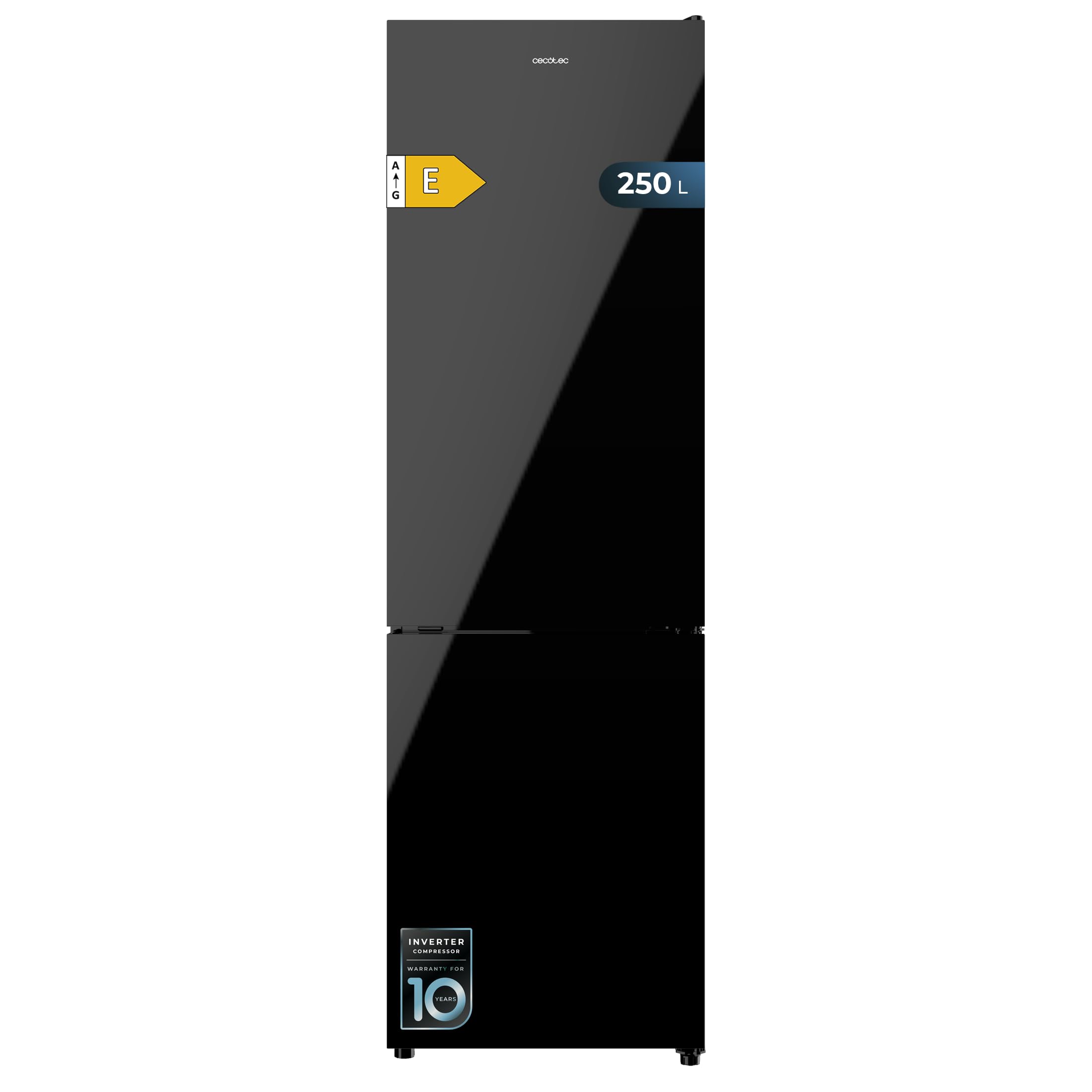 Cecotec Frigorífico Combi Bolero CoolMarket Combi 250 Dark E. Clase Energética E Frigorífico Combi Inox Oscuro 180X55Cm, 250L, No Frost, Multi Air Flow Y Cajón Humidity Box