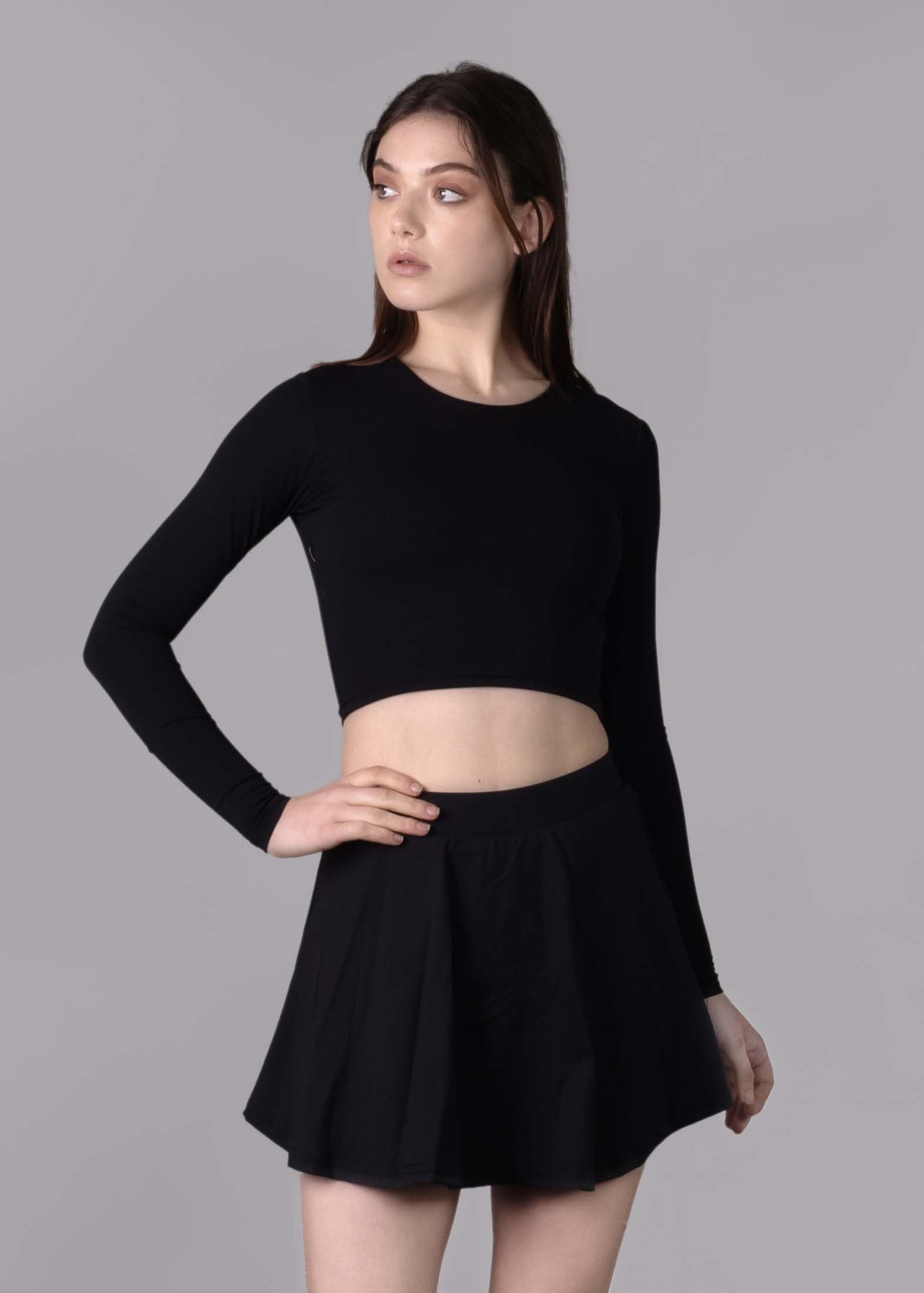 Keepfit Women's Black Padded Full Sleeve Round Neck top and Skirt Swimset |Swimming Suit for Women 2