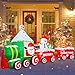 BRDJade 12FT Christmas Inflatable Santa Claus on Train Outdoor Decorations, Lighted Inflatable Christmas Train with Snowman Gingerbread Man Inflatable Xmas Decorations for Party Garden Yard Lawn