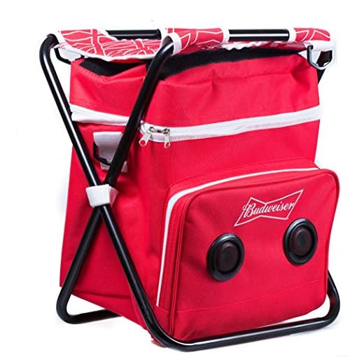 Budweiser Beach/Tailgate/Picnic Chair & Insulated Cooler Bag with Built in Rechargeable Bluetooth Speaker