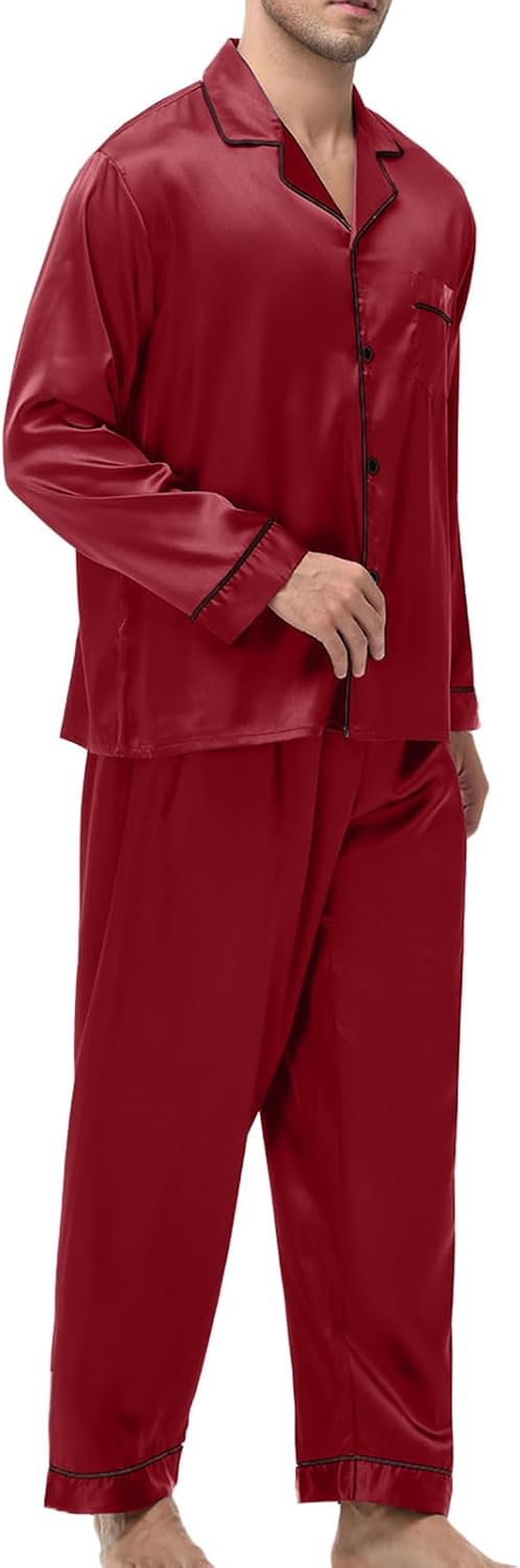 WENKOMG1 Men's Pajama Sets Silky Sleep Lounge Bottoms, Soft Comfy Pj Pant Sleepwear Pants, S-2XL