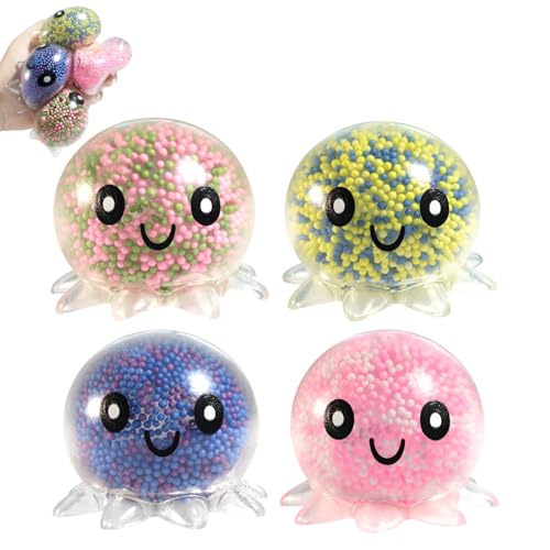 Lot de 4 Boules -Stress Lumineuses – Jouet Sensoriel -Stress avec Effet Lumineux Nocturne pour Enfants et Adultes (5.5 cm