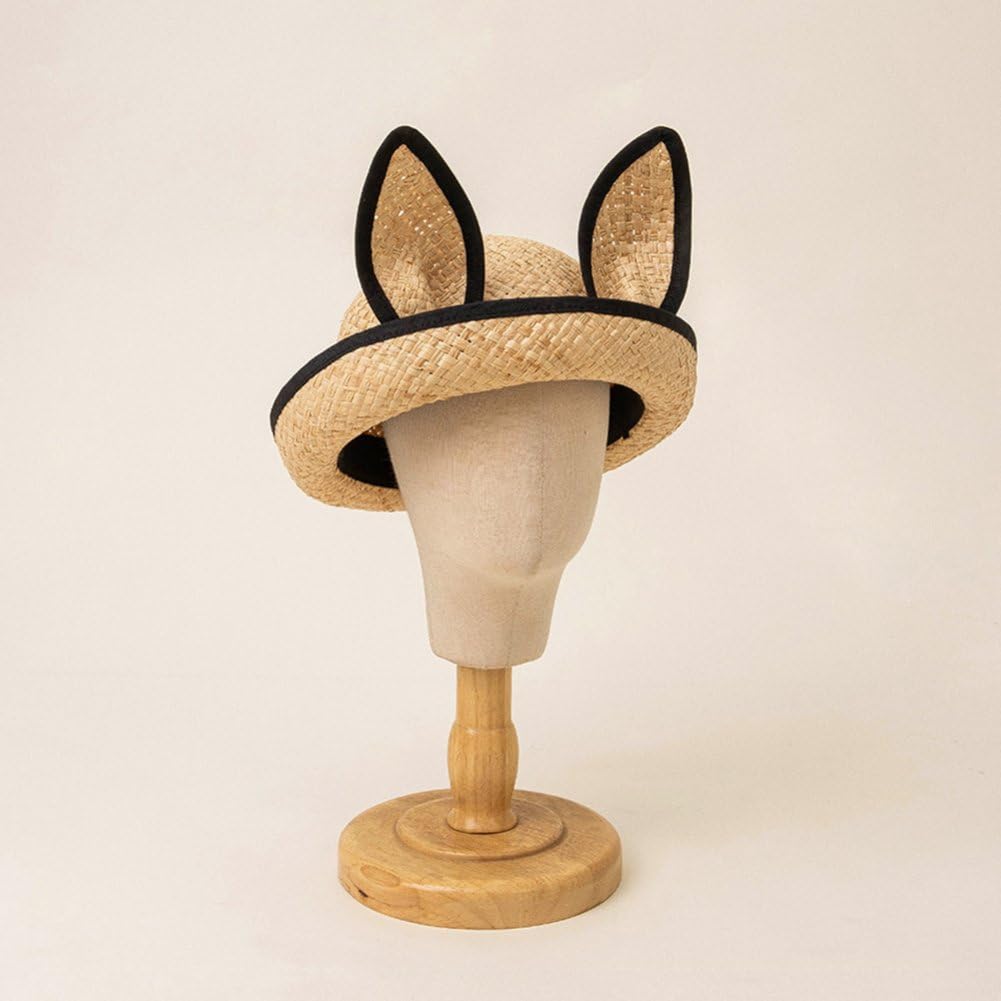 Chapeau de paille pour enfants aux oreilles de lapin pour les journées à la plage
