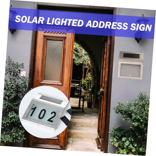 ORFOFE luz solar de la puerta señal de dirección solar números de casa iluminados Plata
