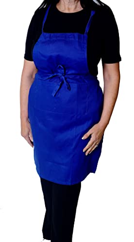 IBEX Unisex Bib Apron - No Pocket, Professional Kitchen Apron for Chefs Waiters, Cooks, Bar Staff, Catering, Royal Blue