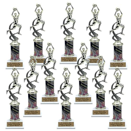 Express Medals Large Pack of 12 (or More), Female Basketball Trophies, with Attached Laser Engraved Personalized Plate 11 Inch Height, Youth Team Trophies Award Winner Event Prize Girls Women ATR3