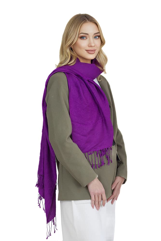 Signare Women's Purple Pashmina Shawls And Wraps Scarf For Wome (Purple)
