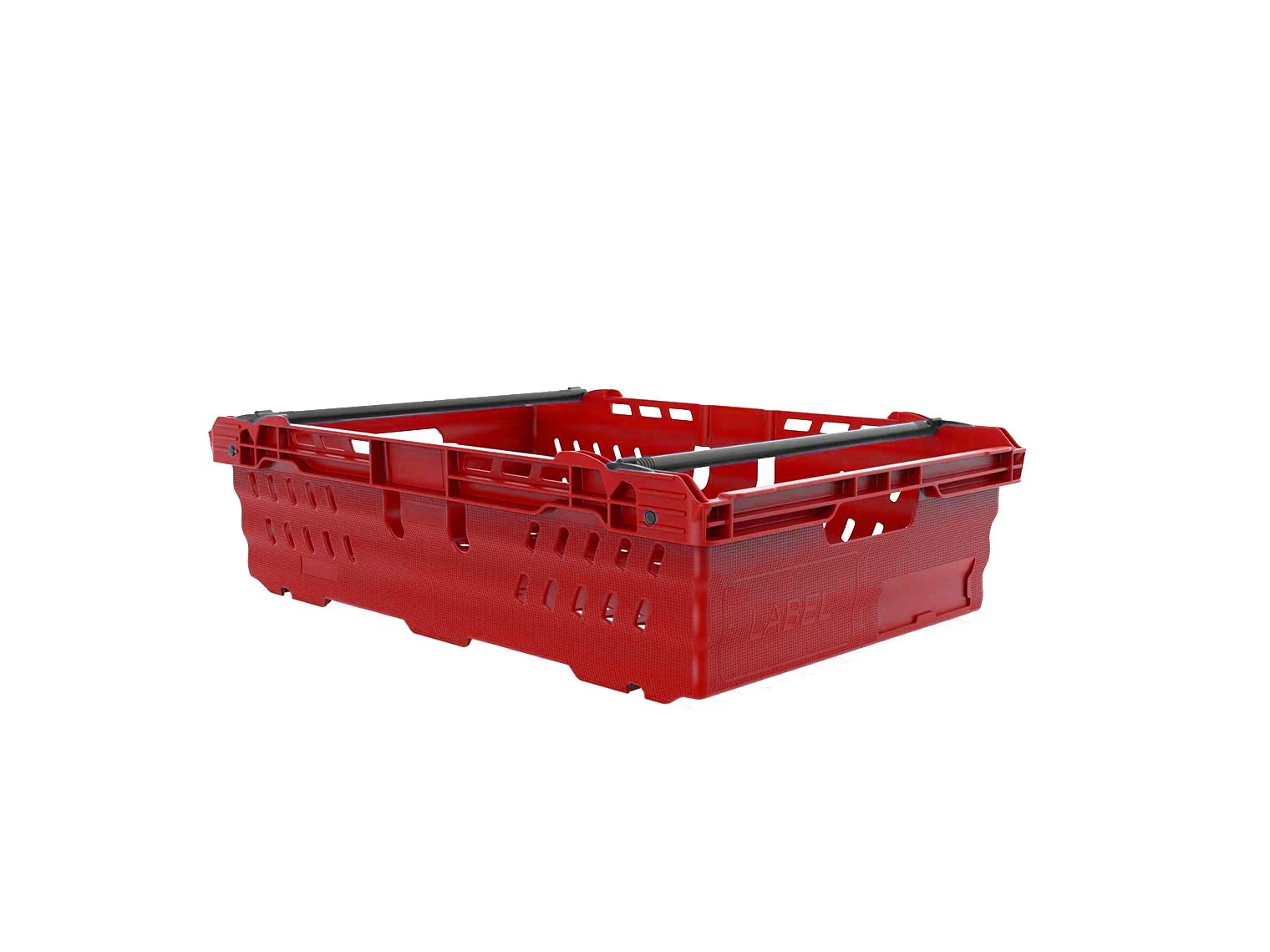 Autorce Red Stacking Nesting Crate Ventilated With Bale Arm Plastic Box, Durable Foldable Stackable Crate Supermarket Storage Box (40 Litre - 400X600x170mm - )