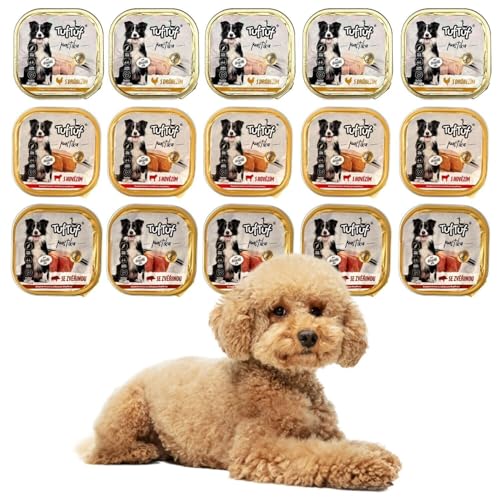 300 g Pastete/Pate Mix Comida para perros, carne de res, pollo, silvestre, comida húmeda, bandeja de aluminio, comida para perros para adultos, 3 variedades de paté, 300 g (x36)