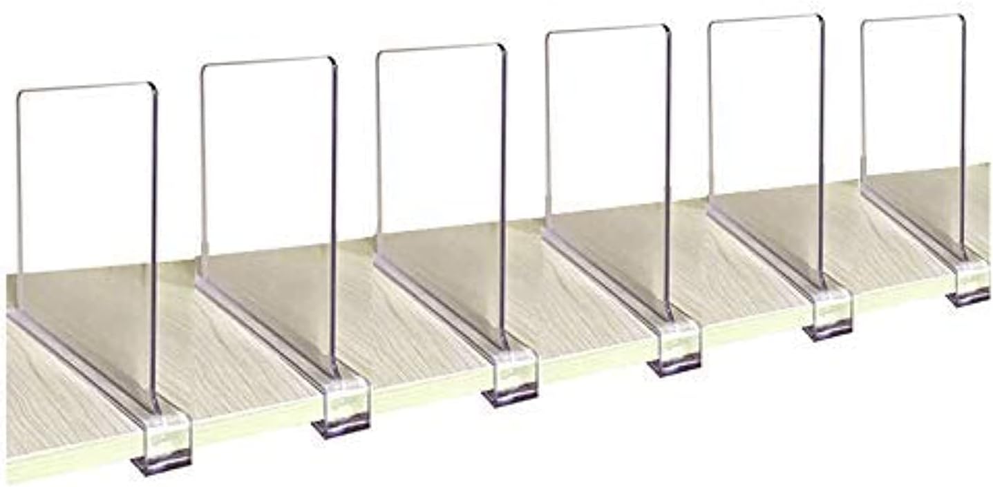 CY craft Acrylic Shelf Divider,Wood Shelf Dividers,Clear Closet Shelf Separators Clothing Organizer Perfect for Bedroom Shelving Organization and Kitchen Cabinet Shelf Storage,6 PCS
