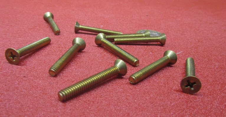 Brass Flat Head Phillips Machine Screws, FT, 10-24 Thread Size x 1-1/2" Length, 25 Pcs