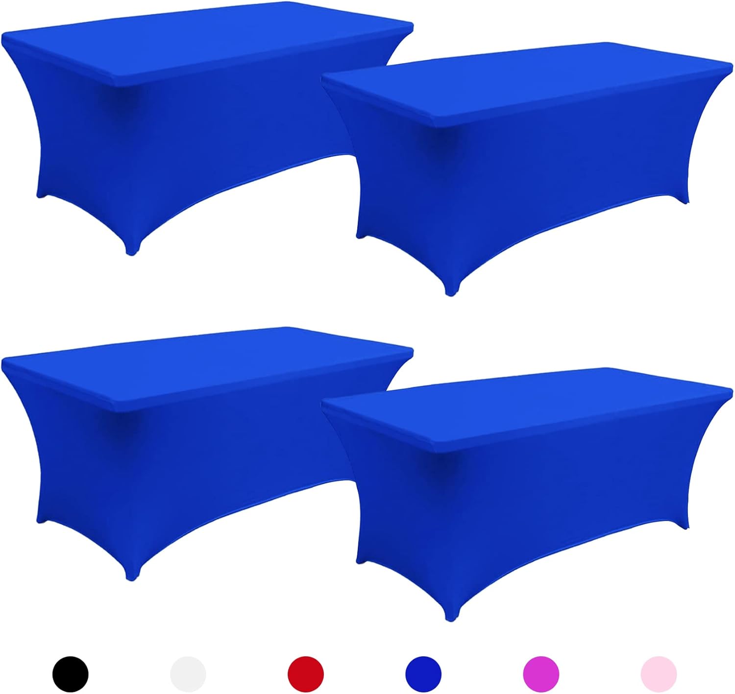 6FT Spandex Table Cover Table Cloth for Folding Tables Fitted Rectangular Tablecover Washable Wrinkle Resistant Polyester Stretch Purple Tablecloth Protector for Wedding Banquet Party (4 Pack, Purple) : Home & Kitchen