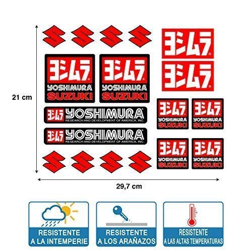 Autocollant Adhésif Compatible avec Yoshimura Suzuki Impression Laminé Protecteur Feuille (29 cm X 21 cm) 18 Unités De