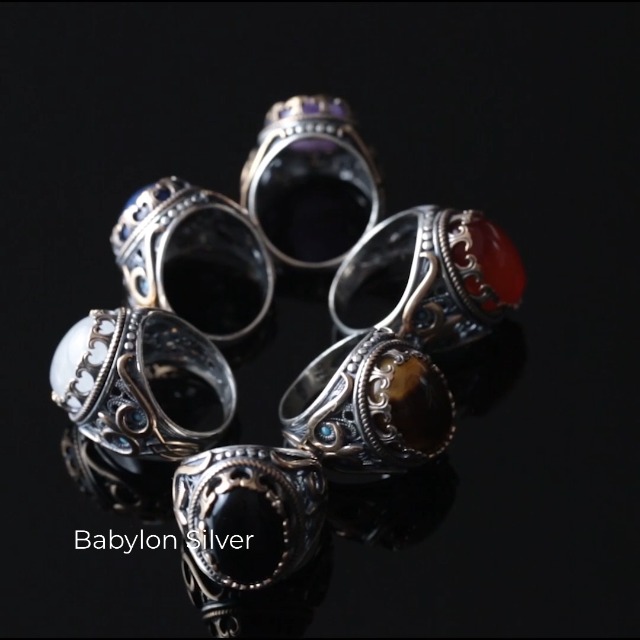 Men's Natural Lapis Lazuli Stone Ring in Genuine Solid 925