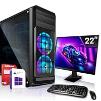 Gaming PC Komplett Set/Multimedia Computer inkl. Windows 10 Pro 64-Bit! - AMD Quad-Core A10-8770 Pro 4X 3.5 GHz - AMD Radeon R7-16GB DDR4 RAM - 120GB SSD 1000GB HDD - 22-Zoll TFT Monitor