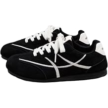 Womens German Army Trainer Sneakers Retro Suede Style Casual Shoes, Low Top Trainers in Black or Maroon