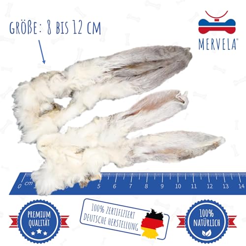 MERVELA® Hasenohren mit Fell für Hunde | 1 kg | 100% natürliche luftgetrocknete Kausnacks | hypoallergen & getreidefrei | unterstützt Verdauung & Zahnpflege 5