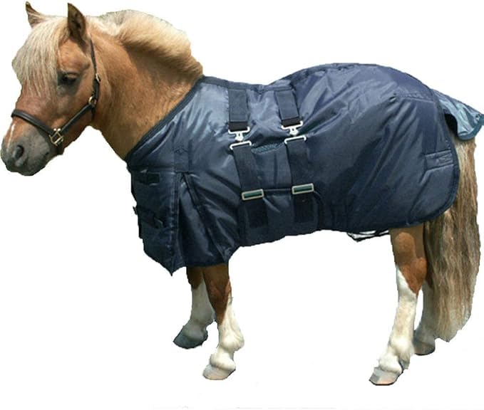 Image of Tack Shack of Ocala Intrepid Mini Turnout Blanket, 190G Fill, 420 Denier, Mini with Belly Band (Navy, 48)