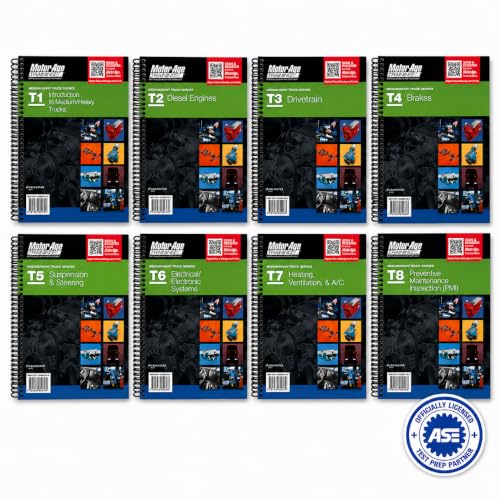 ASE Test Prep Medium and Heavy Truck Study Guide Set - ASE T1-T8 (Motor Age Training) [Spiral-bound] Motor Age Staff