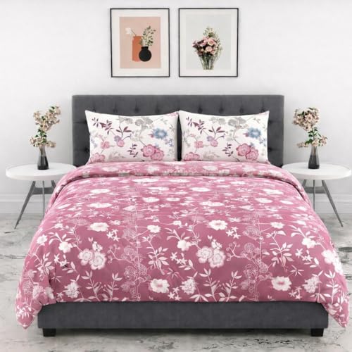 Image of DECOR2ADMIRE Premium Cotton Bedsheet Double King Size 90x100 Inches, 300 TC Soft Breathable Printed Bed Sheet with 2 Pillow Covers (Blush Vine Garden, Double 90 inch x 100 inch)