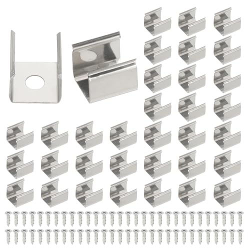 Image of PATIKIL LED Strip Clips, 50pcs Stainless Steel Mounting Brackets Fixing Clip Clamp Support Holder with Screws for 10mm to 11mm LED Strip Lighting Cable