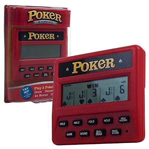 WWX Electronic Poker Video Game Casino Handheld Games Toys Battery Powered Kids Toy, Red