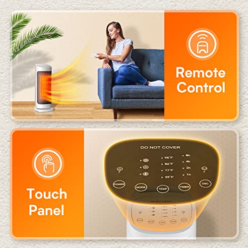 Space Heater Portable Tower Space Heater W/Remote, 3 Modes, 90° Oscillation, 8H Timer, Overheated & Tip-Over Protection, Electric Space Heater For Personal, Under Desk, Office, Home, Room, Indoor Use #TOP4