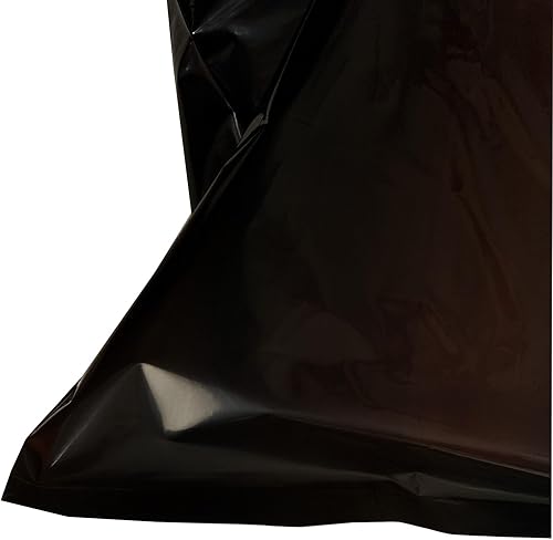 Miniatura 3 de Krodtige Paquete de 100 bolsas de compras negras de 16 x 18 x 2 mil de grosor con asas troqueladas, bolsa de plástico brillante, perfectas para