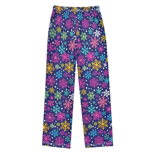 Christmas Pajama Pants Colorful Snowflakes F Long Sleep Pants Lounge Bottoms2