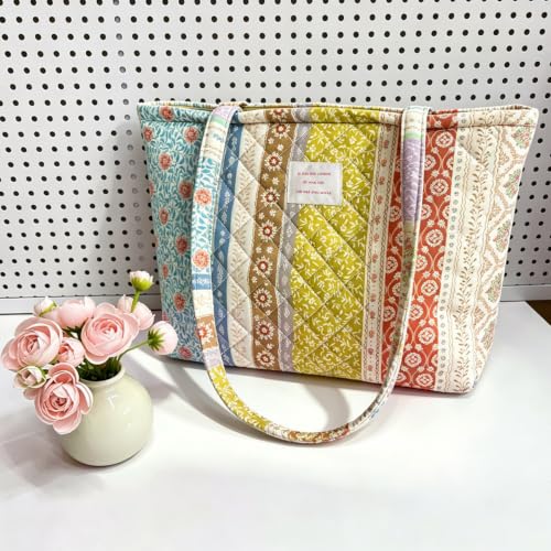 Image of Sunwel Fashion Top Zipper Floral Quilted Bag Small Tote Bag for Women
