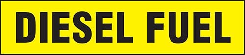 Accuform "Diesel Fuel" Etiqueta adhesiva de seguridad de vinilo duradero, 2 x 9 pulgadas, negro sobre amarillo, LCHL508
