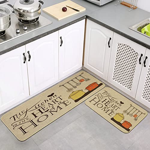 comfoyar Alfombras Cocina 2 Piezas, Felpudos para Cocina Antideslizante Lavables Impermeable, Antifatiga Tapete de Cocina, 40 x 60 + 40 x 120 cm Cover