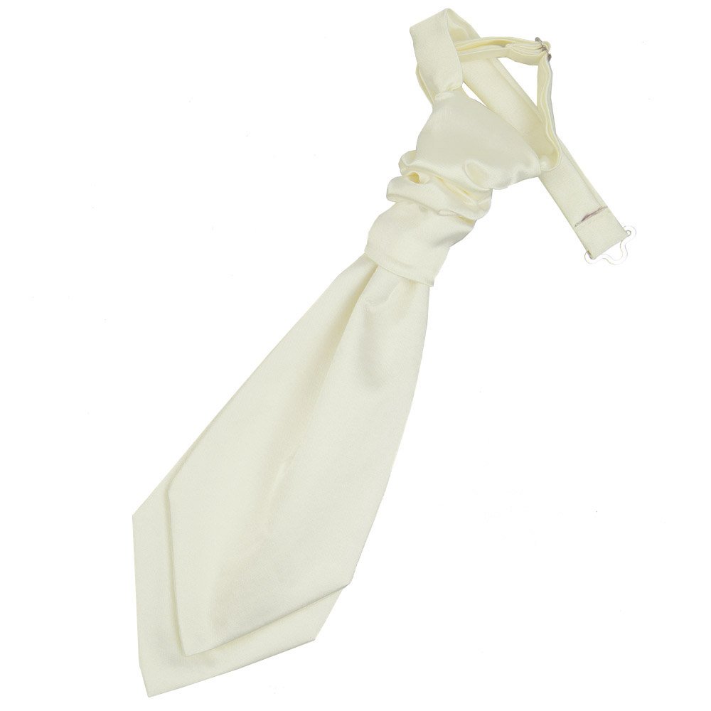 DQT Boys Plain Satin Pre-Tied Scrunchie Cravat - Wedding Pageboy Formal - Ivory
