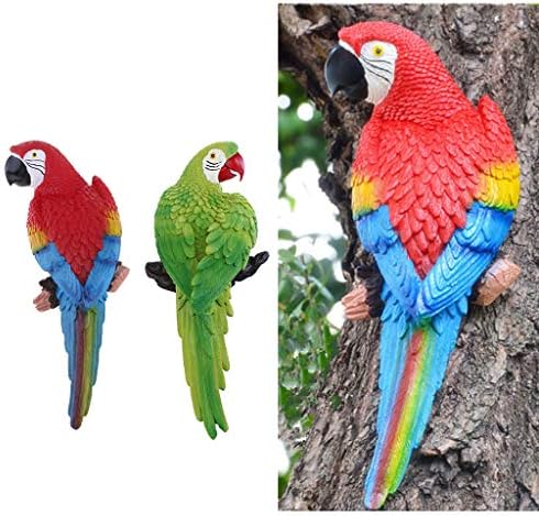 SM SunniMix 2-Pack Decortaive Garden Animal Ornaments Parrot Figurine for Outdoor Indoor
