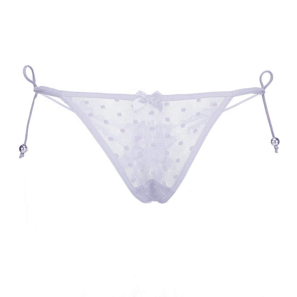 Women's Sexy Panties Transparent Mesh Side Tie Thong G-String Panty