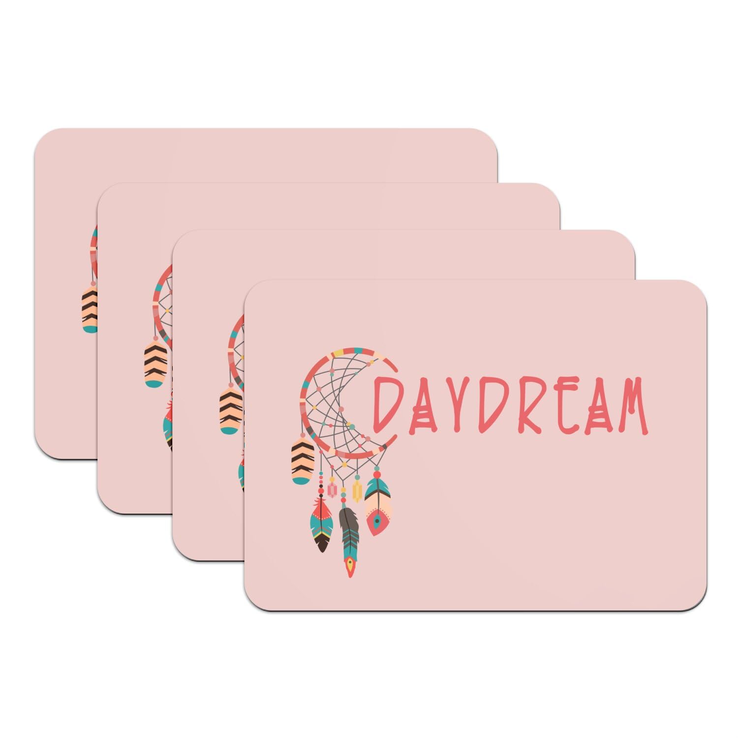 Set de table rose en caoutchouc 39,5x28,5 cm boheme chic x4