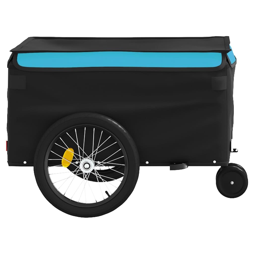 Fahrradanhänger schwarz rot aus Eisen, faltbar klappbar mit Kupplung, Sicherheitsflagge, geeignet für Transport von Gepäck, Hunde, Kinder, Outdoor Touren, Einkaufen