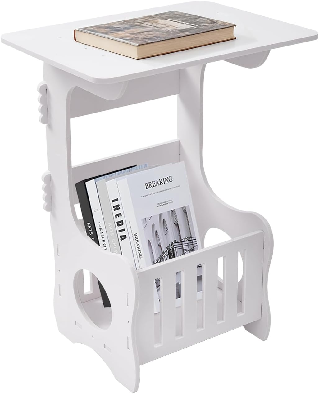 End Table with Storage & Lid — Modern Bedside Table/Nightstand/Side Table with Hollow-Out Design, Compact Sofa Side Table for Living Room, Bedroom & Bathroom (Square, Without lid)
