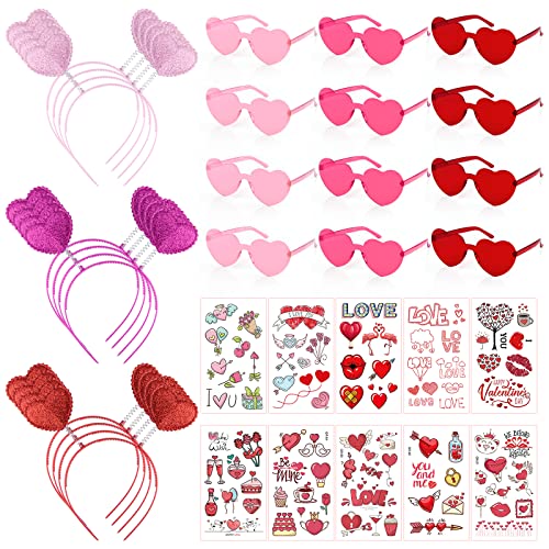 Bandeaux Coeur Saint Valentin et lunettes de fête rouges pour déguisement