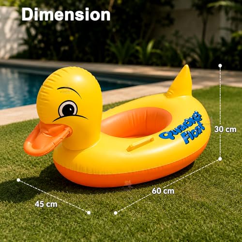 Image of Koochie-Koo Duck Swimming Tube for Kids Inflatable Baby Float Ring for Pool & Beach, PVC Swim Tube with Safe Seat, Handle & Leak-Proof Design for Toddlers Boys Girls