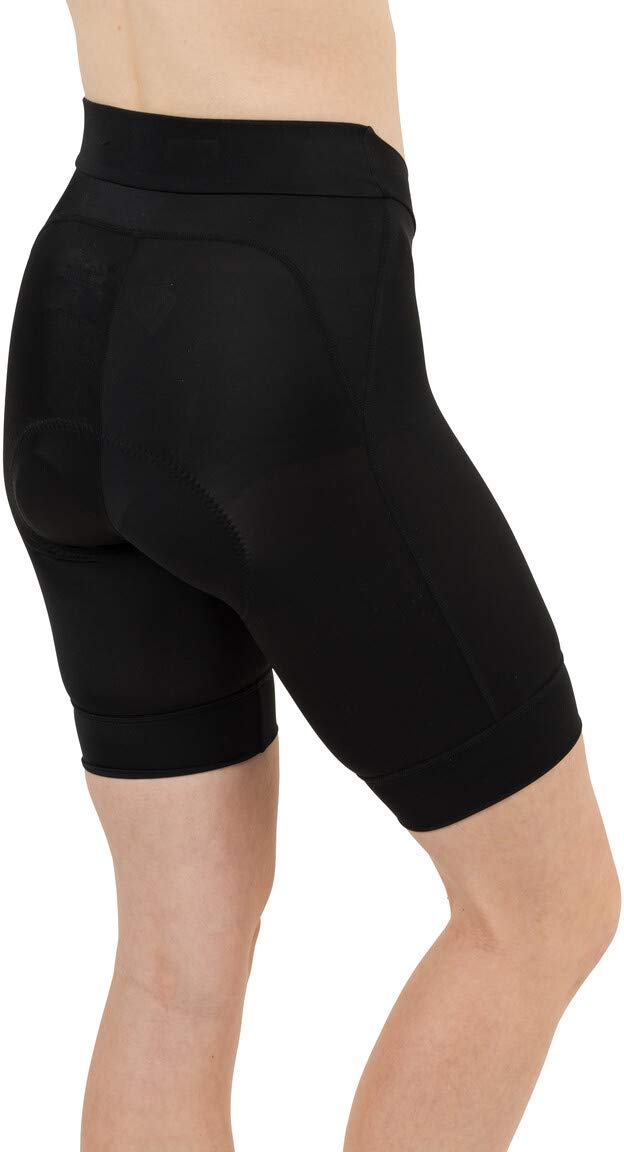 AGU II Essential Culotte Ciclismo Mujer, Culotte de Ciclismo Corto para Mujer, con Cinta Elástica, Costuras Flatlock, Pantalón de Ciclismo con Acolchado Green 95, Poliéster Reciclado - Negro