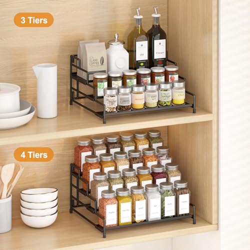 RUILALIFE-4-Tier-Spice-Rack-Organizer-for-Cabinet-Adjustable-Depth-Spice-Holder-Shelf-For-Countertop-Pantry-Cupboard-Metal-Tiered-Seasoning-OrganizerDisplay-Shelf-Riser-Black-1-Pack