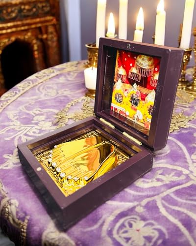 Image of Vaishno MATA Pocket Temple Charna Paduka Pindi Swaroop Vaishno Devi | Gold Plated Box God Idol Bhagwan | Religious Gift for Mom & Dad | Diwali Gift Item for Parents (Vaishno MATA)