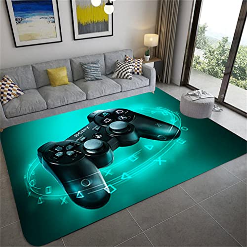 Xisnuient Tapis De Jeu Vidéo Néon Grand Tapis pour Salon Chambre à Coucher Décor Maison Tapis à Poils Courts Couloir Cuisine Tapis De Sol Antidérapant Paillasson Tapis De Bain Coureur (Vert,50x80 cm) Cover