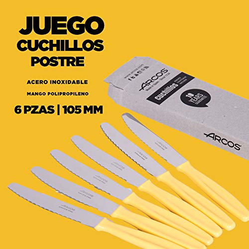 Miniatura 4 de Arcos Juego Cuchillos Mesa 6 Uds Cuchillo Postre Cuchillos Mesa Cuchillo Carne Hoja 105 Mm Acero Inoxidable Martensítico Mango Polipropileno Apto Lavavajillas Envase Ecológico