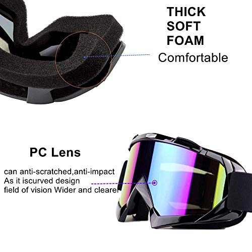 Ljdj Ski Goggles, Pack Of 2 - Snowboard Adjustable Uv 400 Protective Motorcycle Goggles Outdoor Sports Tactical Glasses Dust-Proof Combat Military Sunglasses For Kids, Boys & Girls, Youth, Men, Women #TOP2
