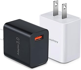 Besgoods 5V 3A USB Wall Charger Fast Charging Block Phone Charger USB Plug Compatible with iPhone 16 15 14 Pro Max Galaxy S24 S23 Ultra 22 21 20 A03s Android Camping Fan – [2Pack] Black White
