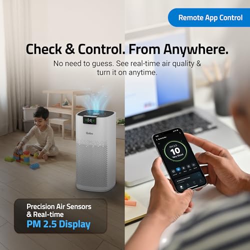 Image of Qubo Smart Air Purifier Q600 for Home by Hero Group | Up to 600 Sq Ft | 99.99% Allergen Removal | HEPA H13 | 9000 Hrs Filter Life | App & Voice Control | Energy Saving | Ultra-Quiet BLDC Motor