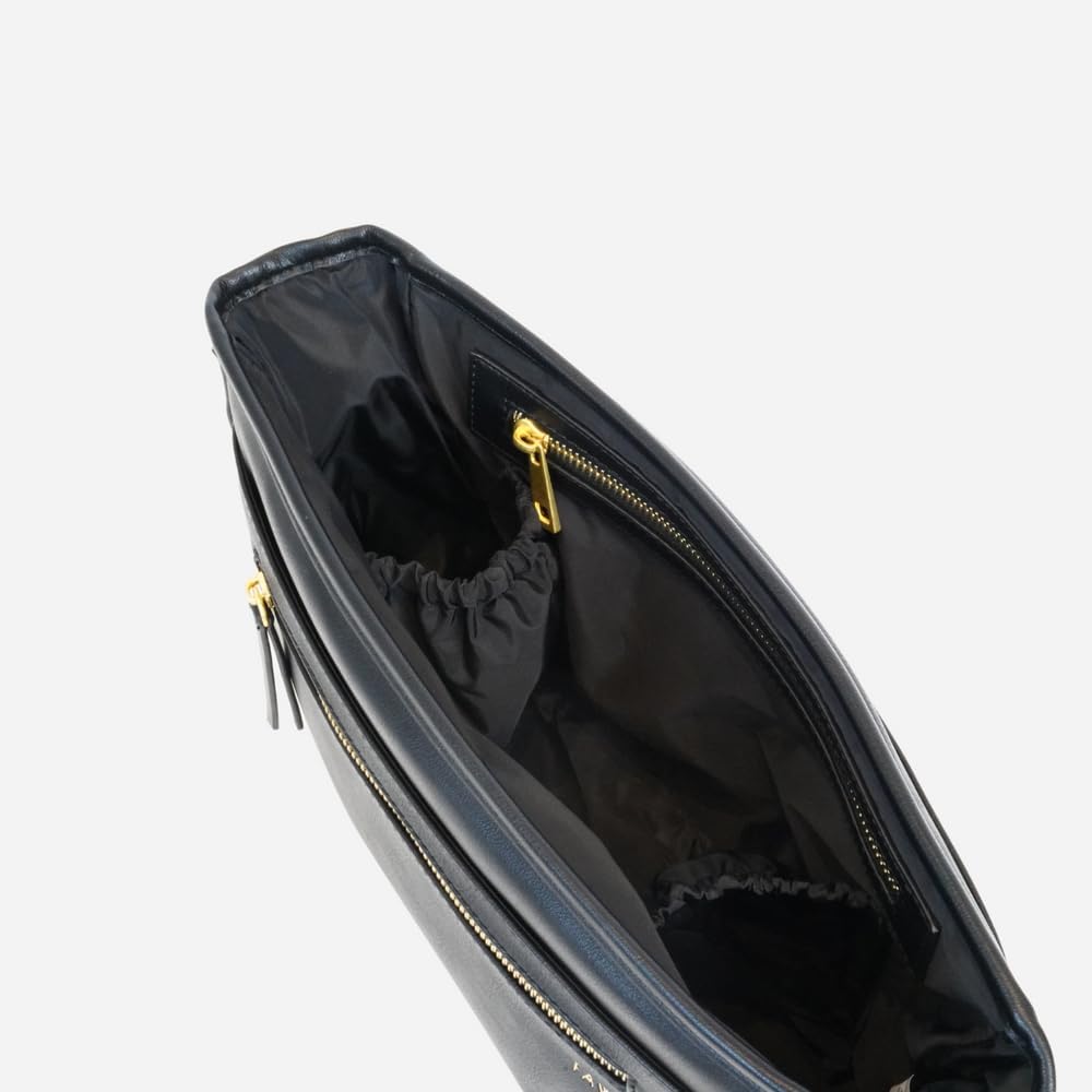 FAWN DESIGN The Stroller Caddy, Premium Matte Faux Leather Stroller Organizer with Cup Holder, Black Diaper Bag with Adjustable Stroller Straps, 2 Exterior Pockets 1 Zipper Pocket, 14x 5x 7 inches