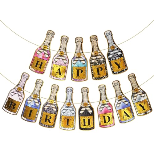 Image of Rozi Decoration Happy Birthday Bottle Banner - Wine Colour Theme Decoration Banner for Bar, Husband Birthday, Party & Celebration (Set of 1 Piece)